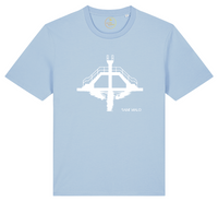 t shirt | bleu ciel | plongeoir | blanc | saint malo | coton bio