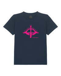 T-shirt |coton bio | saint malo | bleu marine | plongeoir | rose fluo | enfant