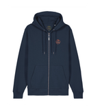 Sweat zippé| bleu marine| broderie| orange fluo| coton bio| saint malo|