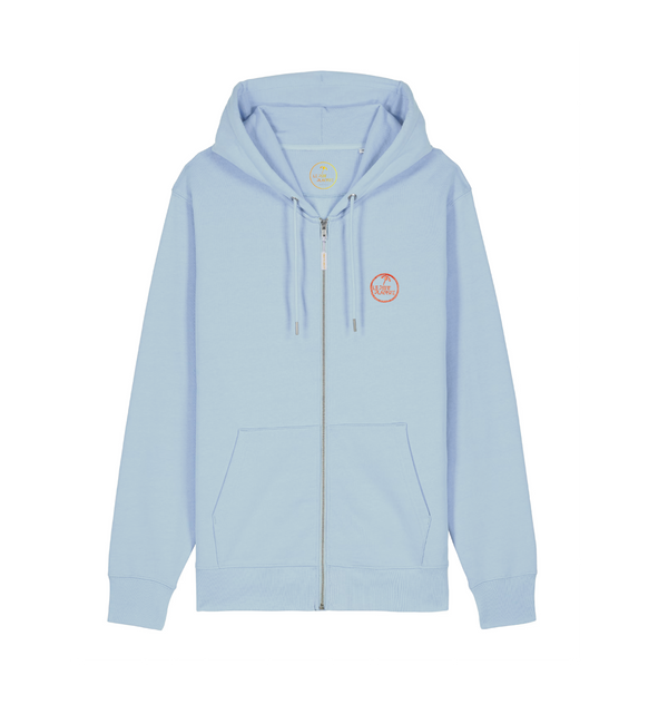 Le Sweat zippé Ciel - Broderie orange fluo