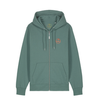 Le Sweat zippé Algue - Broderie orange fluo