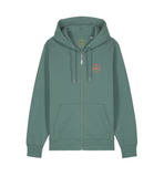Le Sweat zippé Algue - Broderie orange fluo