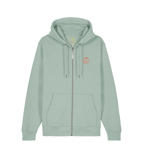 Le Sweat zippé Estran - Broderie orange fluo