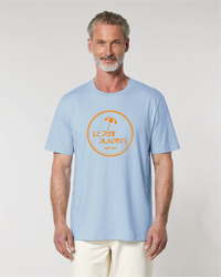 t-shirt | coton bio | saint malo | le petit plagiste | orange | bleu ciel | parasol