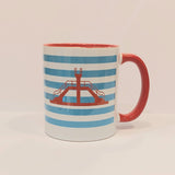MUG| saint malo| bretagne| marinière| bleu| rouge| plongeoir| le petit plagiste