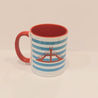 MUG| saint malo| bretagne| marinière| bleu| rouge| plongeoir| le petit plagiste