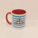 MUG| saint malo| bretagne| marinière| bleu| rouge| plongeoir| le petit plagiste