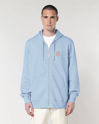 Le Sweat zippé Ciel - Broderie orange fluo