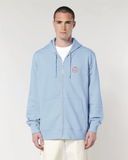 Le Sweat zippé Ciel - Broderie orange fluo