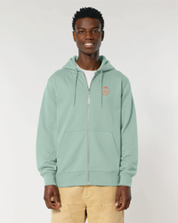 Le Sweat zippé Estran - Broderie orange fluo