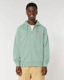 Le Sweat zippé Estran - Broderie orange fluo