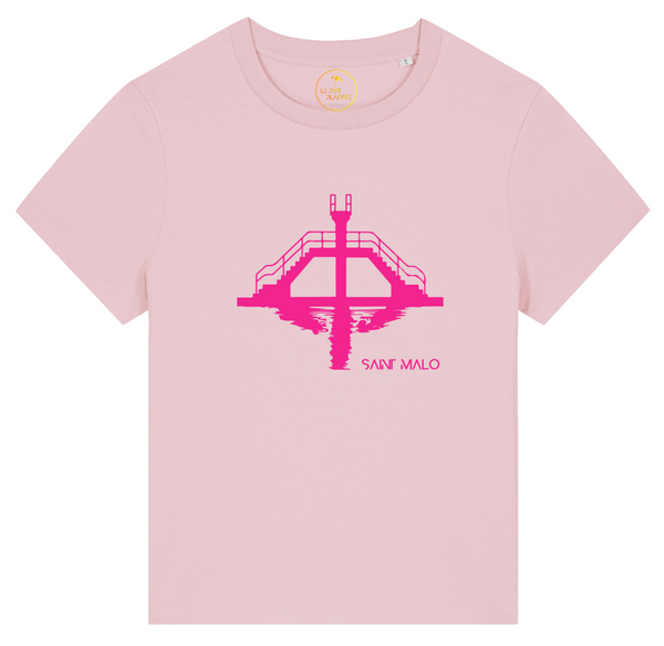 t-shirt | femme | plongeoir | saint-malo | rose | coton bio | marque francaise