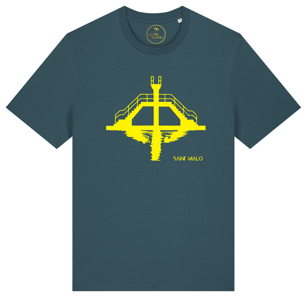 t-shirt| littoral | vert | plongeoir | saint malo | jaune fluo | le petit plagiste |