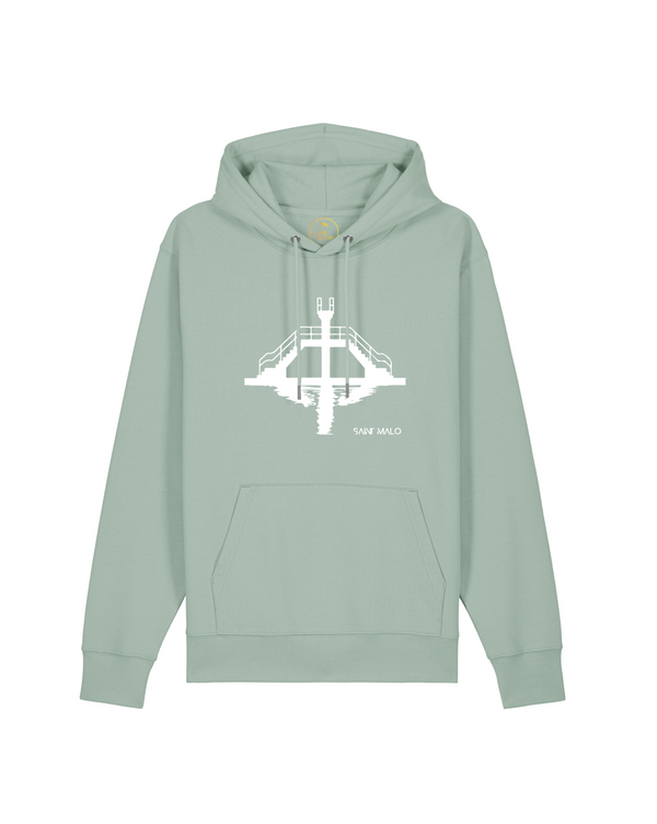 Sweat | coton bio | saint malo | estran | vert d'eau | plongeoir | blanc 