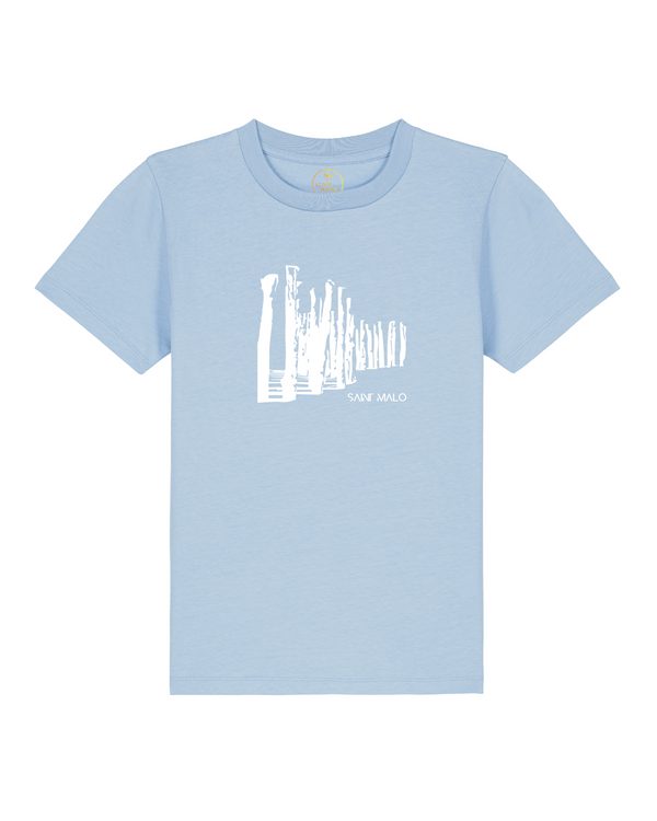 T-shirt | enfant | saint malo | coton bio | brise lame blanc | bleu ciel | marque francaise